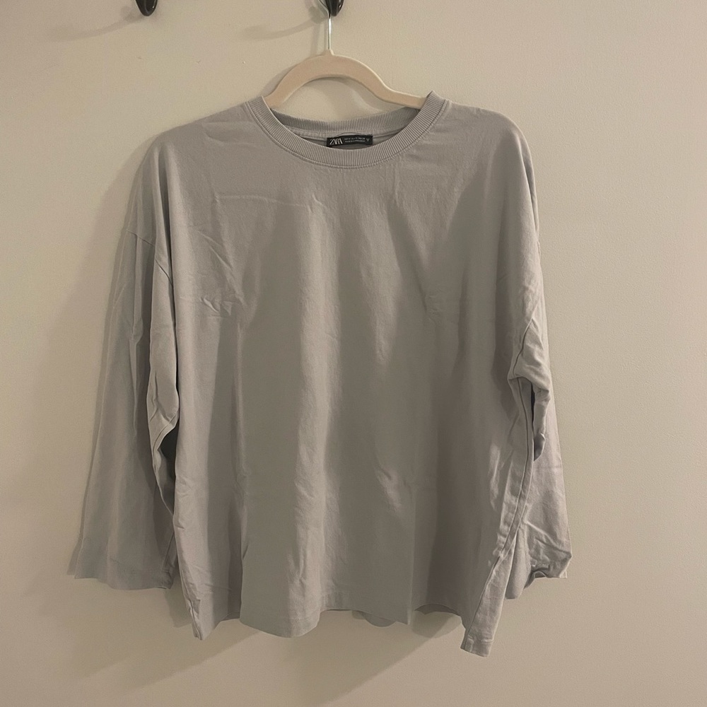 Zara Blue Long Sleeve Tee, Medium